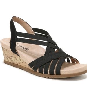 Lifestride 10W Black Strappy Sandals Stellar size 10W 10 Wide Women's